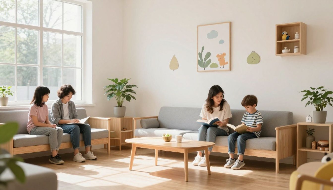 A friendly waiting area with natural light and child-friendly decorations