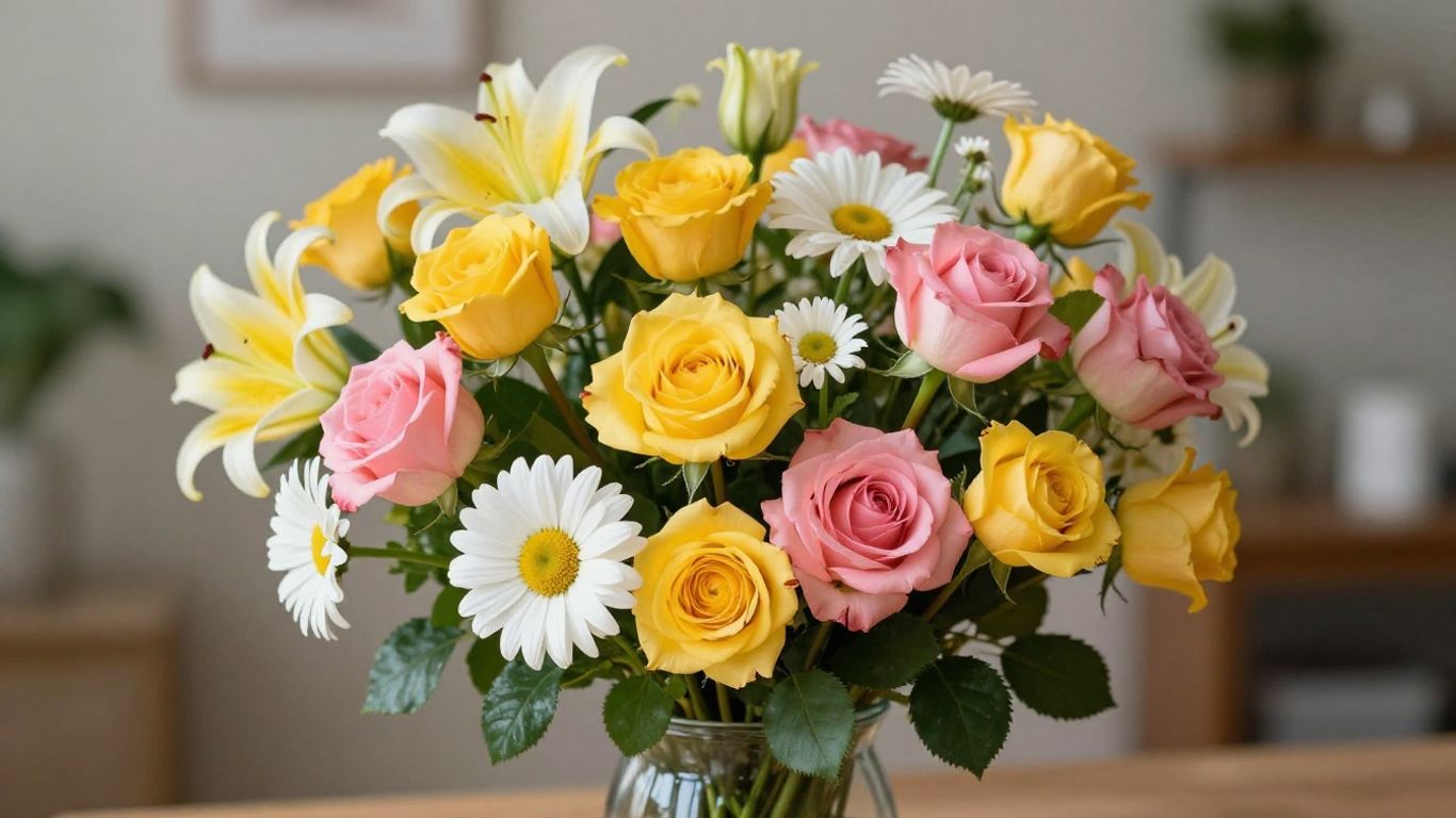 Vibrant bouquet of fresh flowers for get well soon delivery.