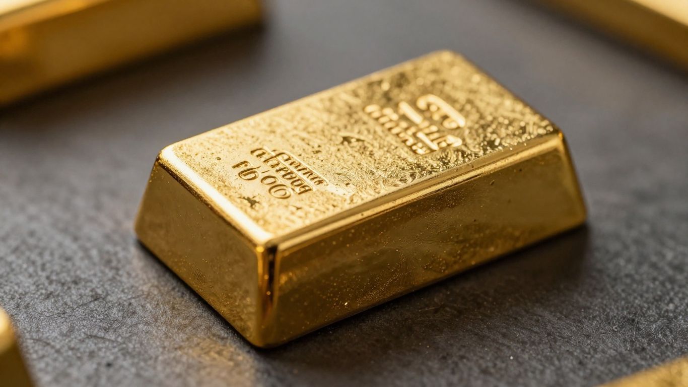 Lingot d'or brillant sur fond sombre.