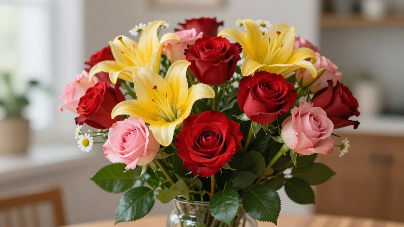 Birthday flowers in a vase for Altona celebrations.