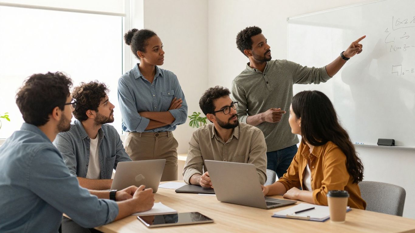 Team members collaborating on business growth