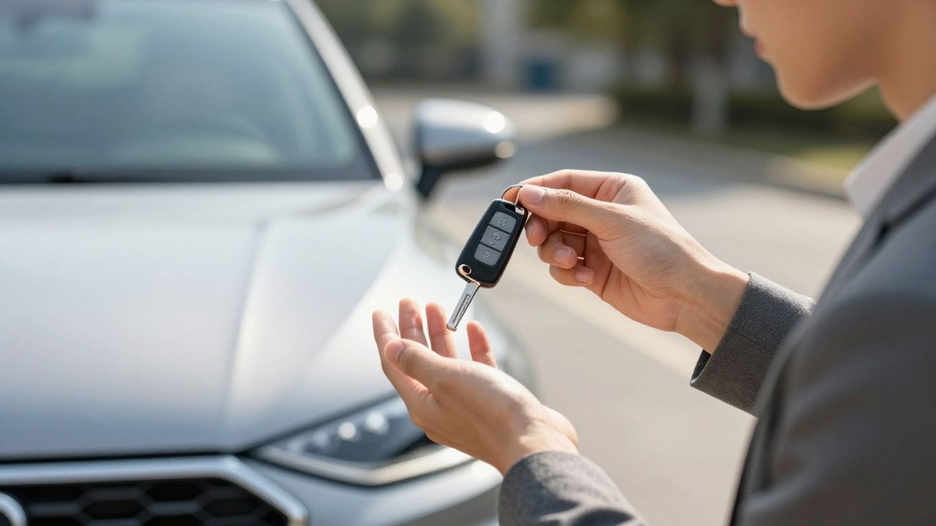 Person holding car key, contemplating car purchase.