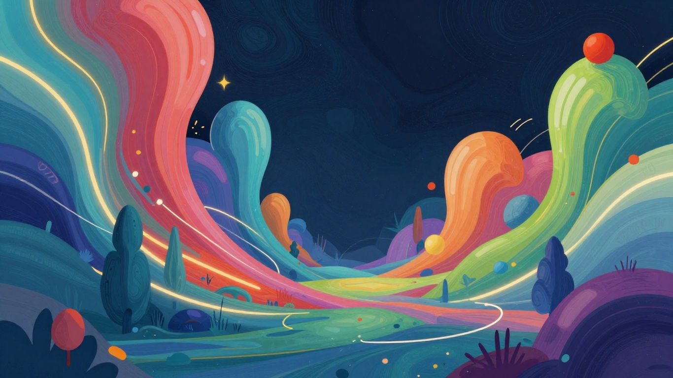 AI art creation with abstract shapes and colors.