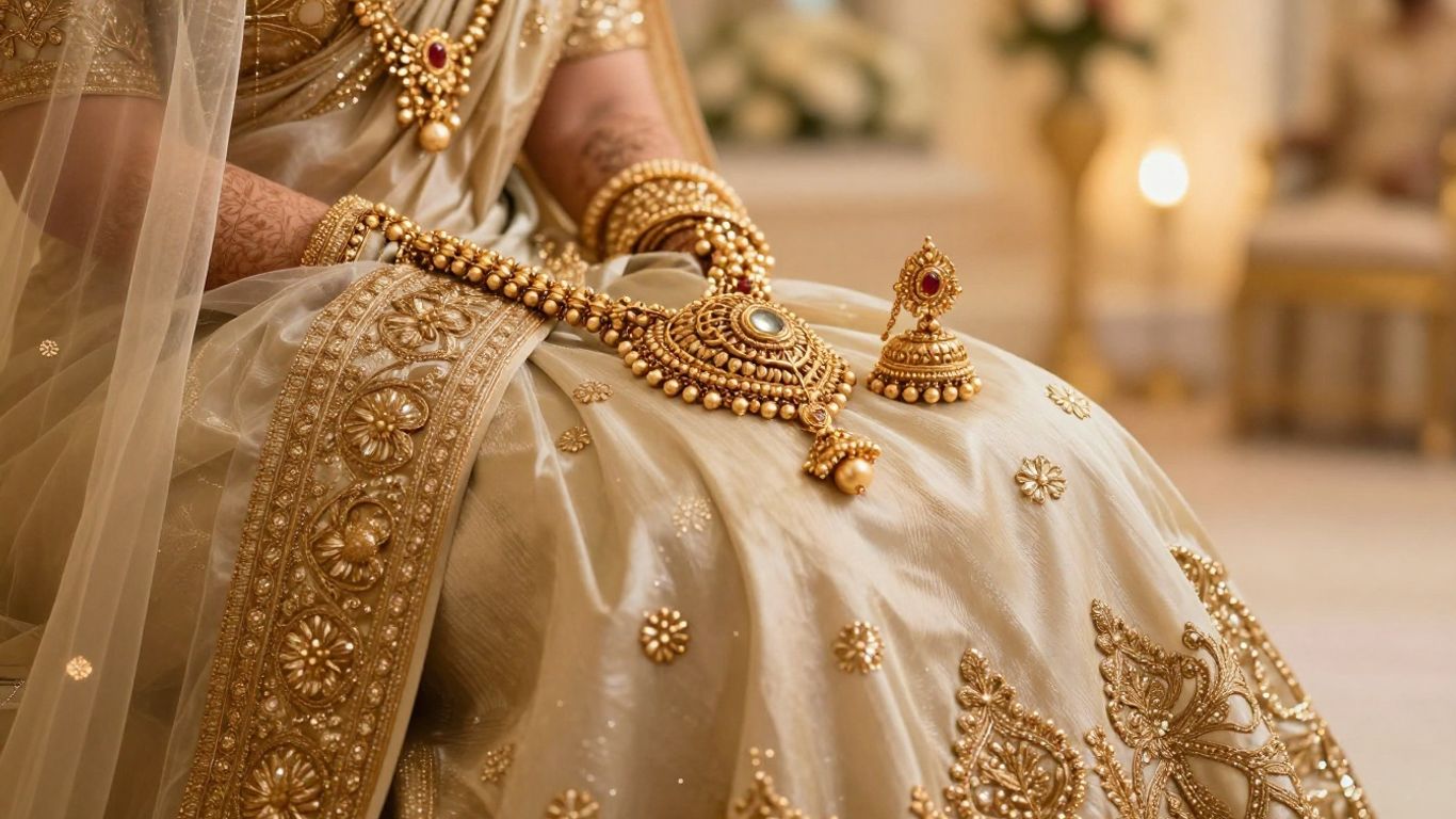 Gold jewellery sets and embroidery