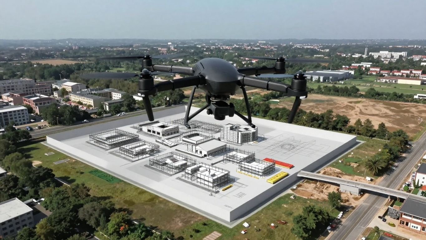 Drone mapping construction site for BIM integration.