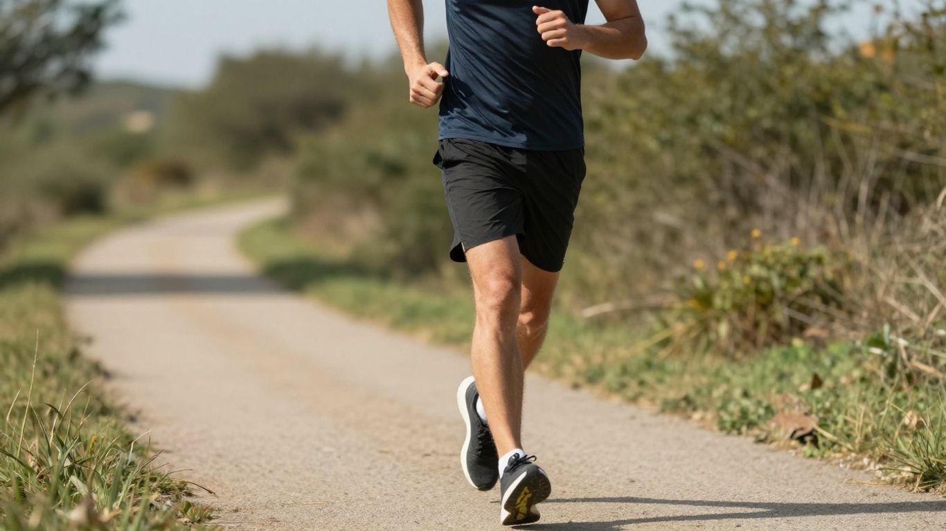 Persoon die buiten rent richting fitnessdoelen.