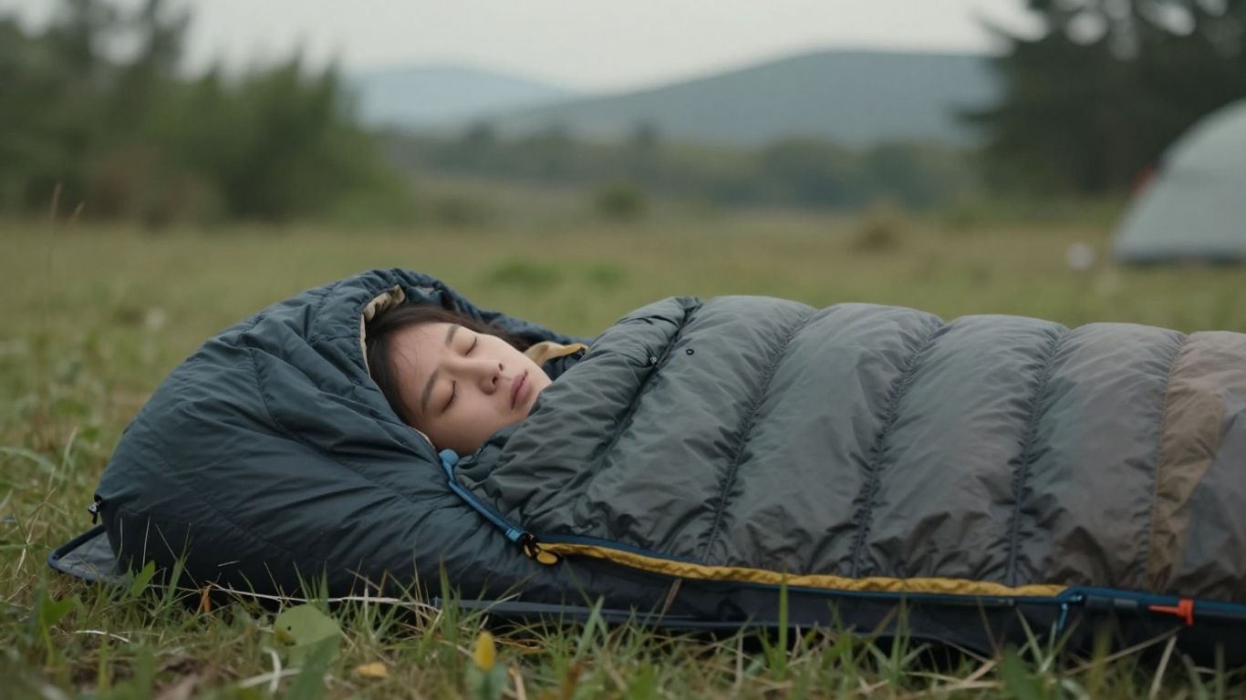 Schlafsack im Freien bei Nacht