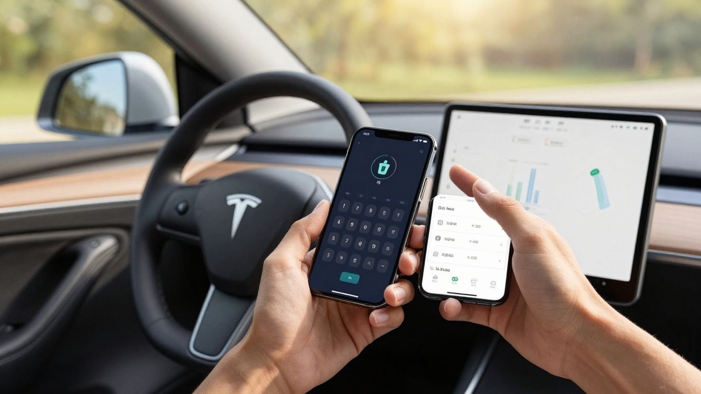 Auto mit Rechner auf dem Handy