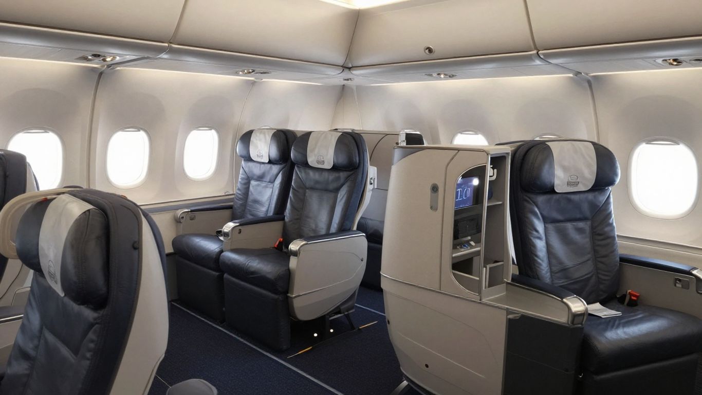 Luxurious JSX airplane seat with generous legroom.