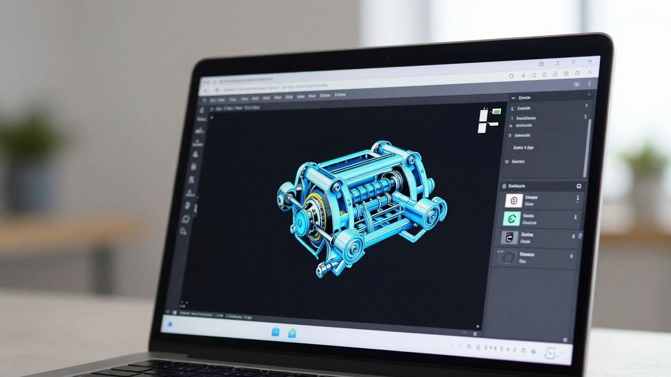 SolidWorks software on a laptop screen