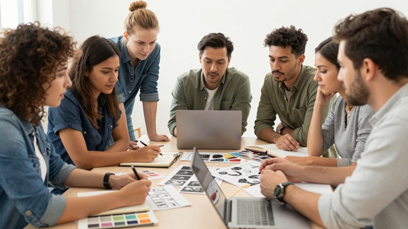 Creative team planning a brand video concept