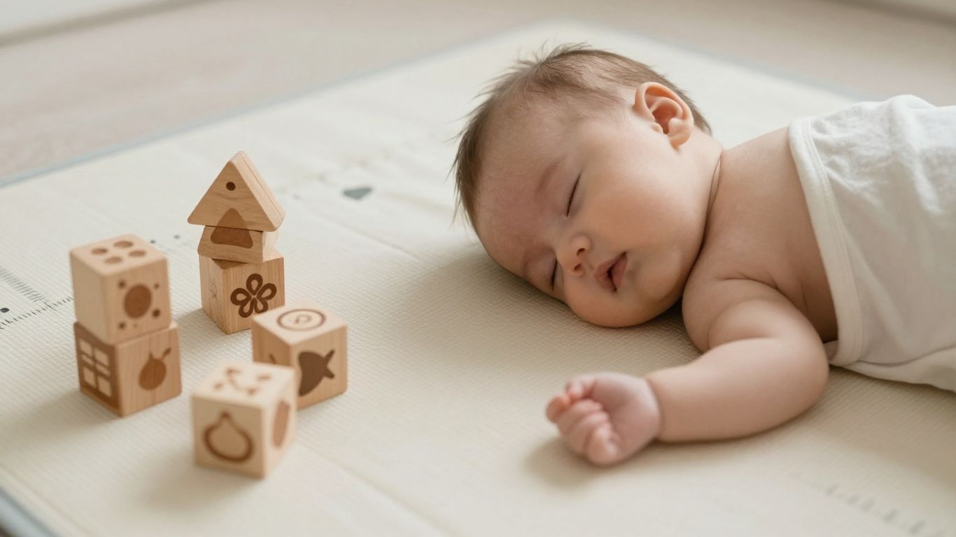 Bebé tumbado junto a báscula infantil