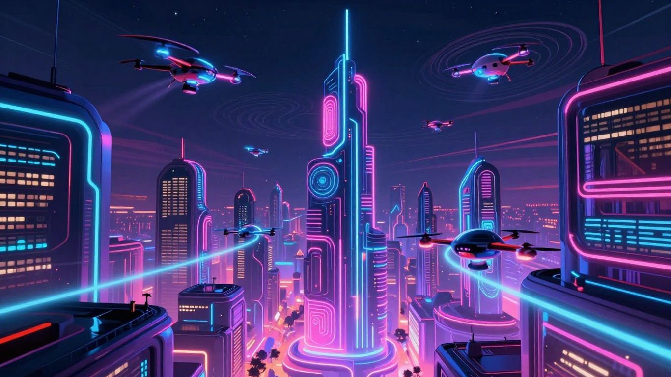 AI generated art in a futuristic city