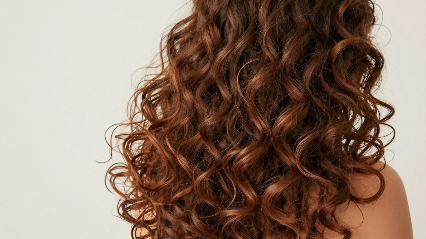 Woman with long, elongated curly hair
