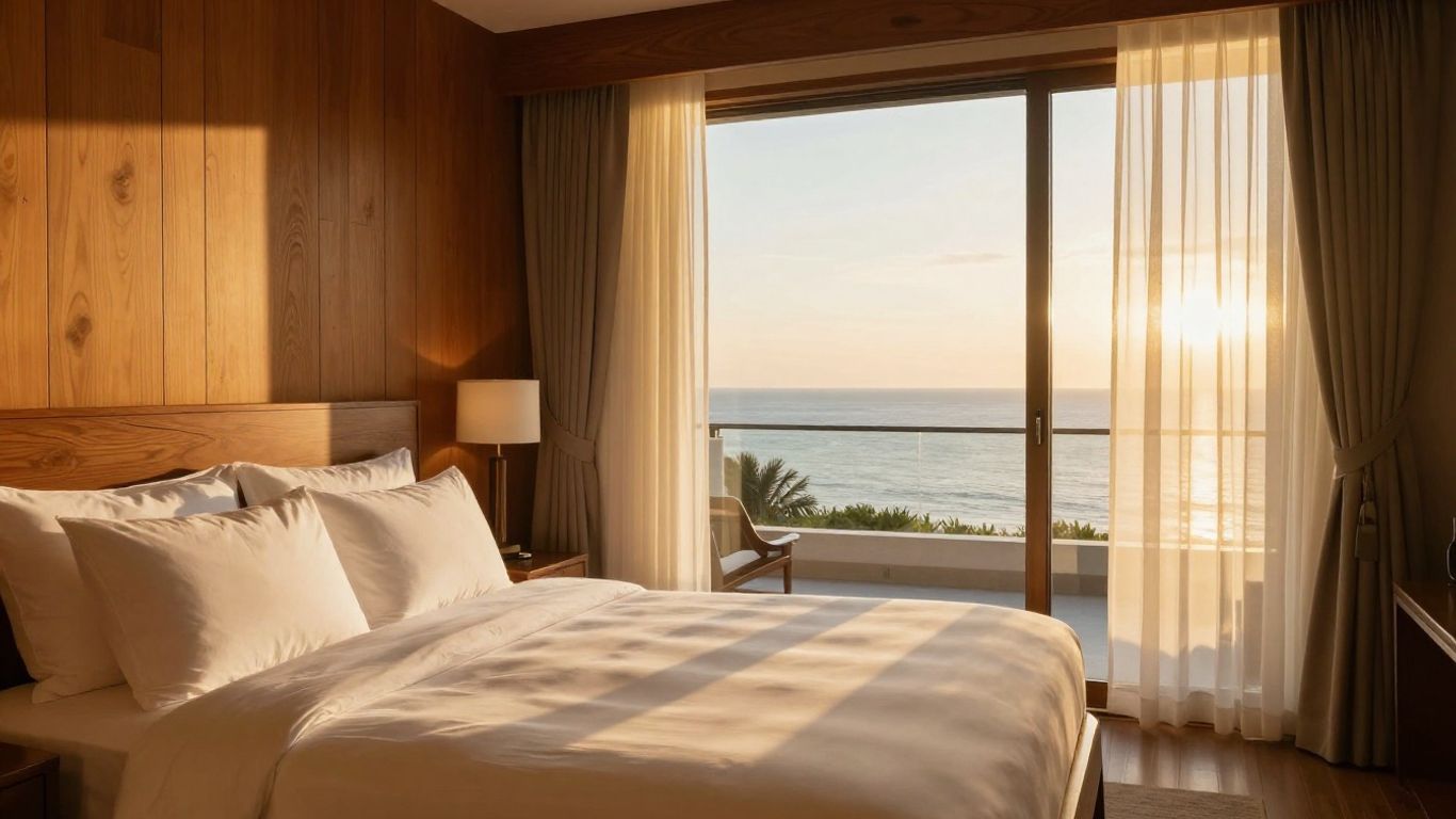 Coucher de soleil sur une chambre d'hôtel élégante