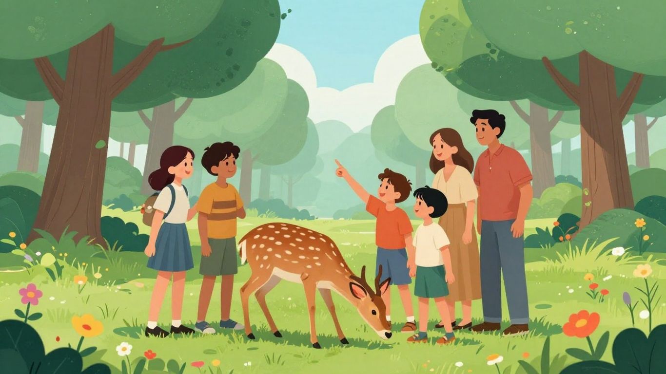 Familie geniet van dieren en natuur in Nederland.