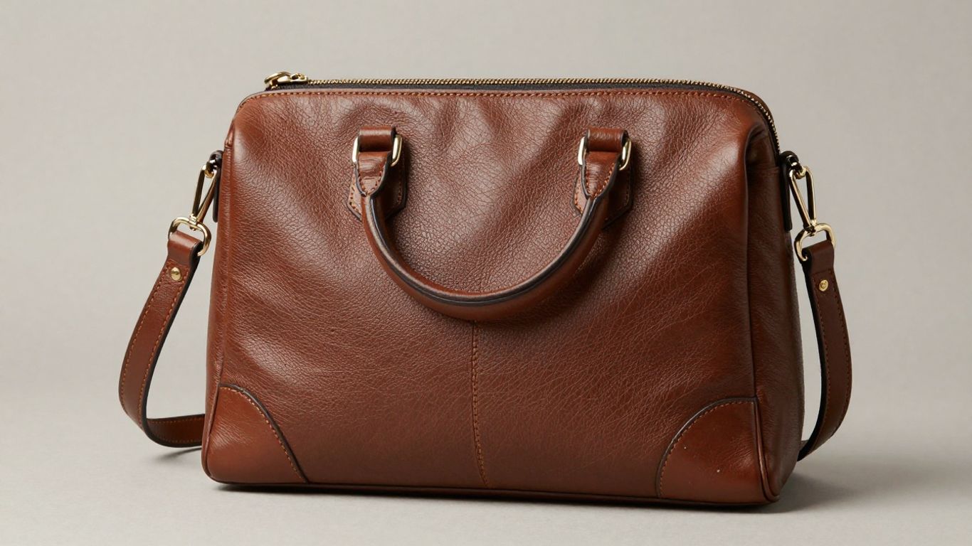 Stylish leather crossbody bag with quality details.