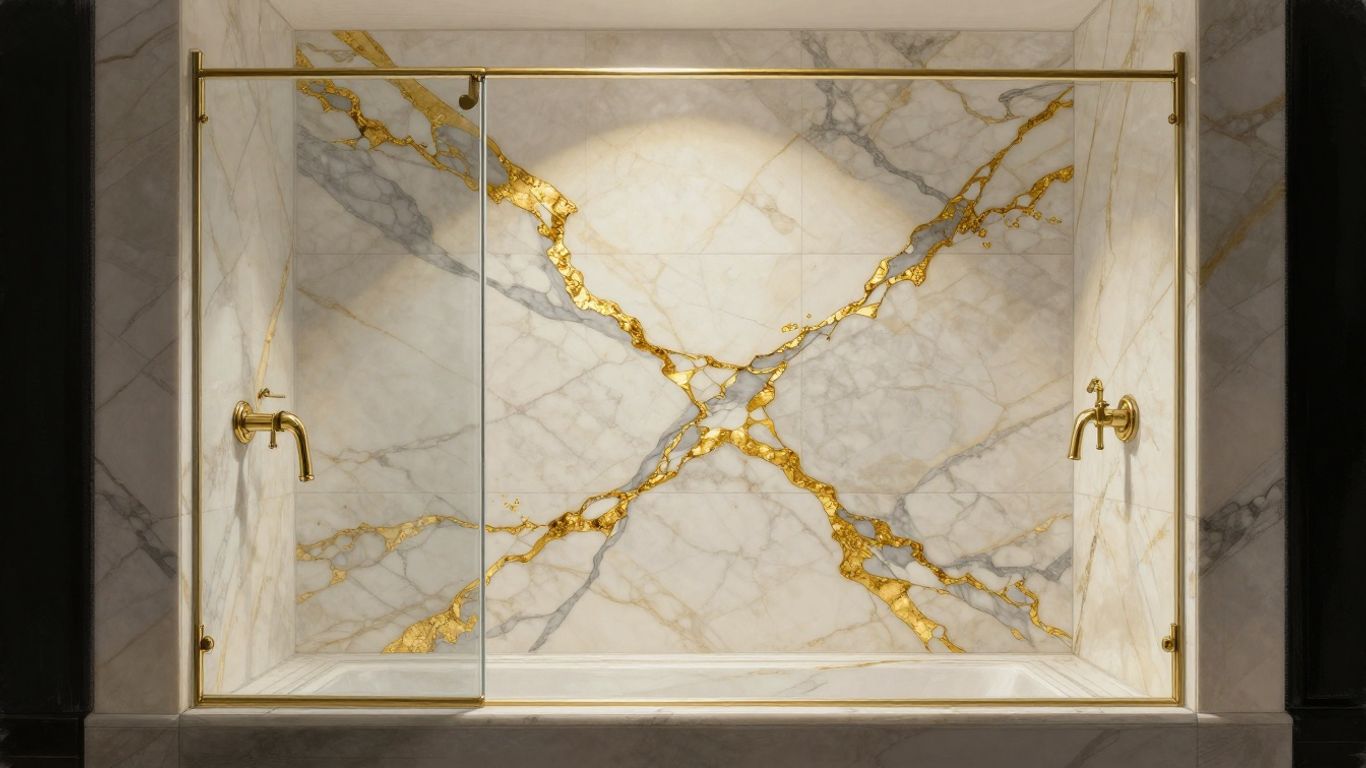 Calacatta Gold marble shower walls sketch