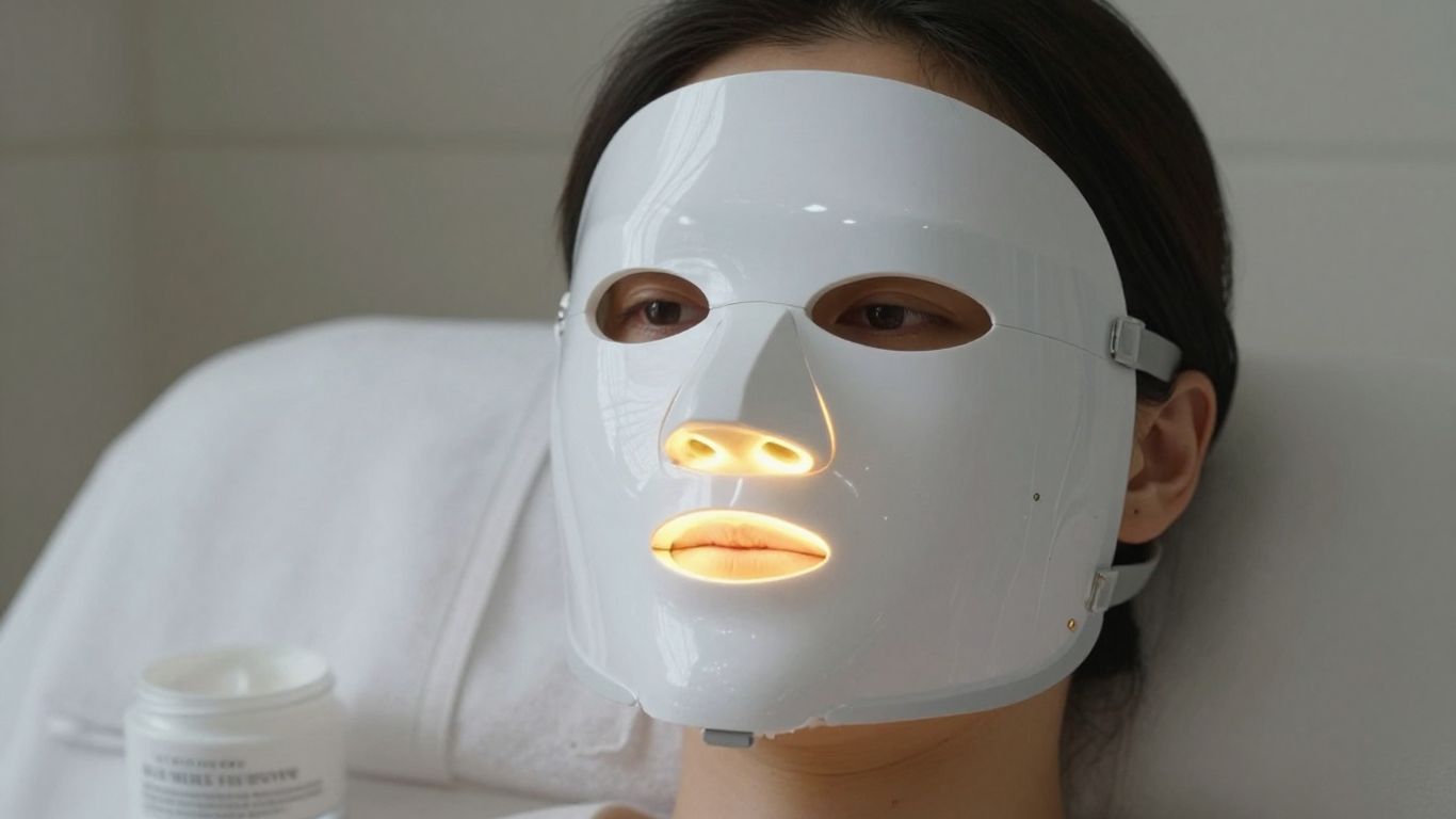 LED-Gesichtsmaske bei ruhiger Hautpflegeroutine