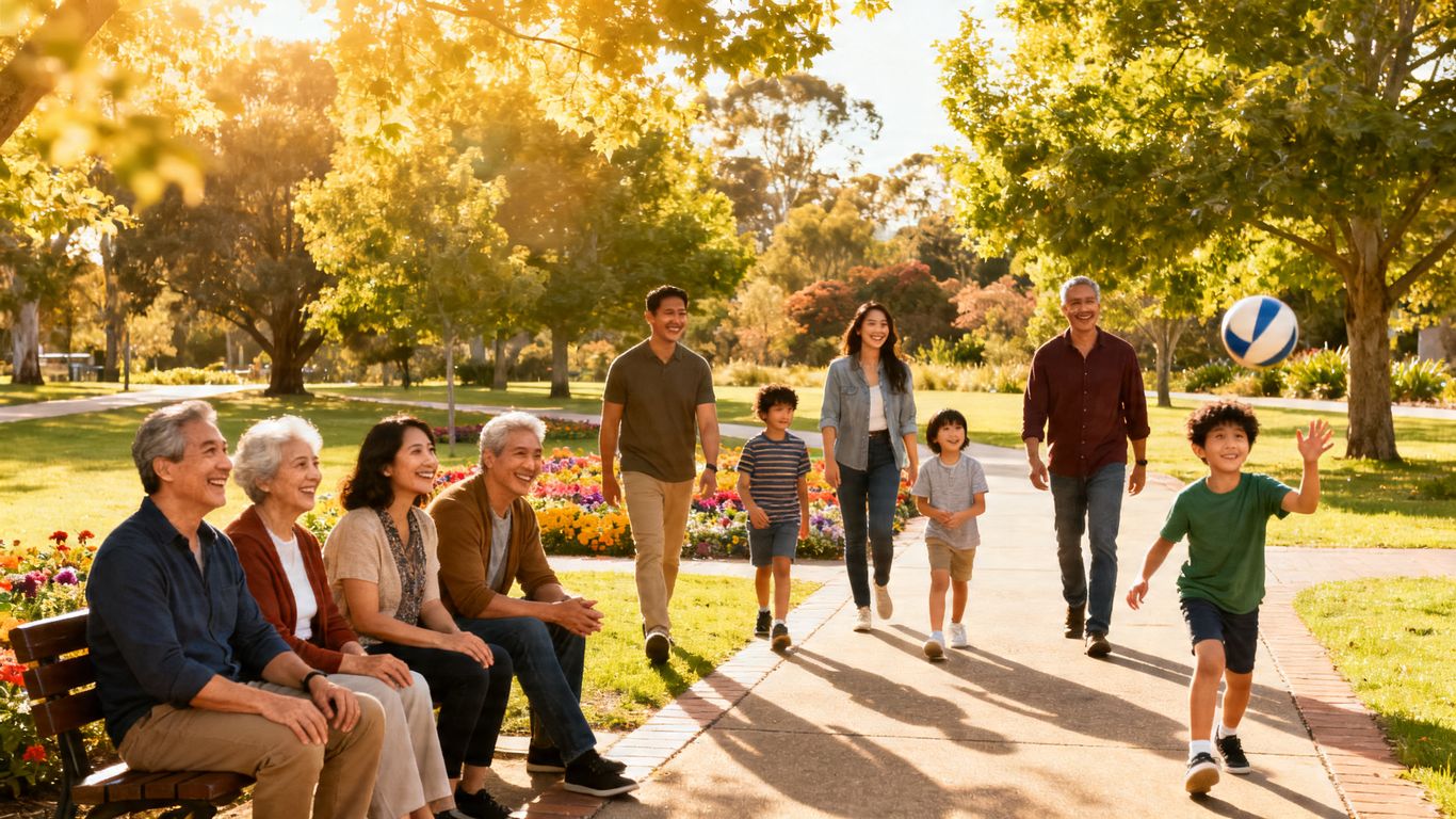 People receiving support services in Merrylands park.
