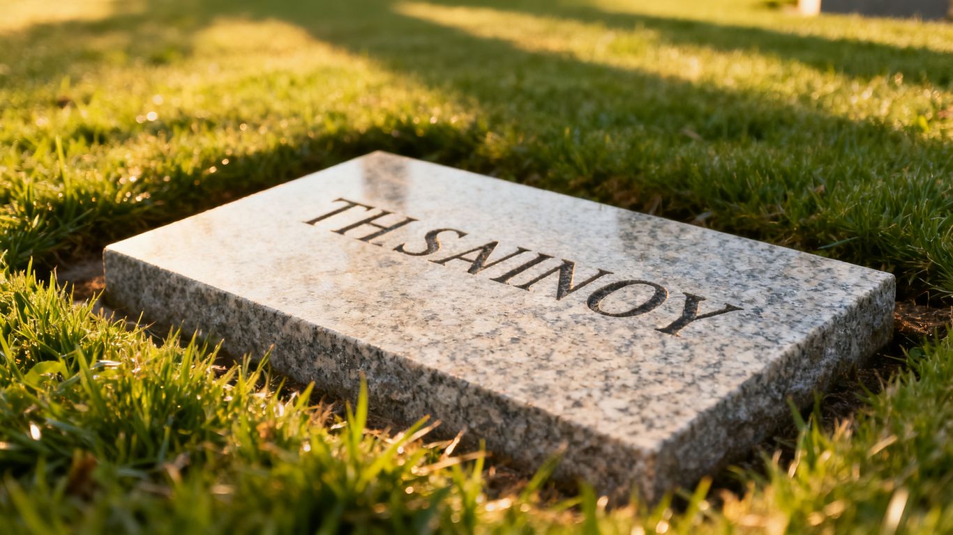 A stone marker in a memorial garden