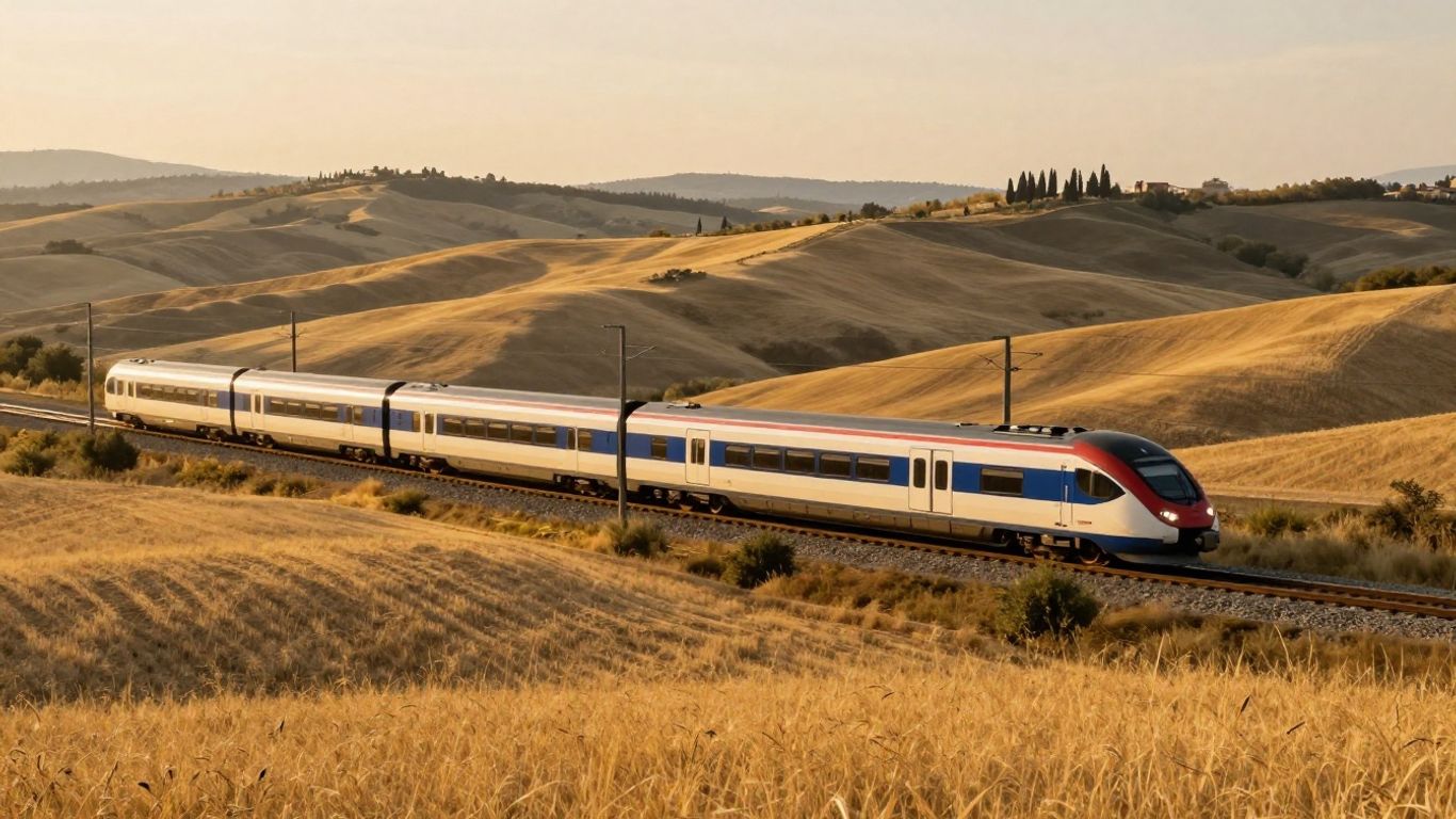 Italian train crossing the countryside