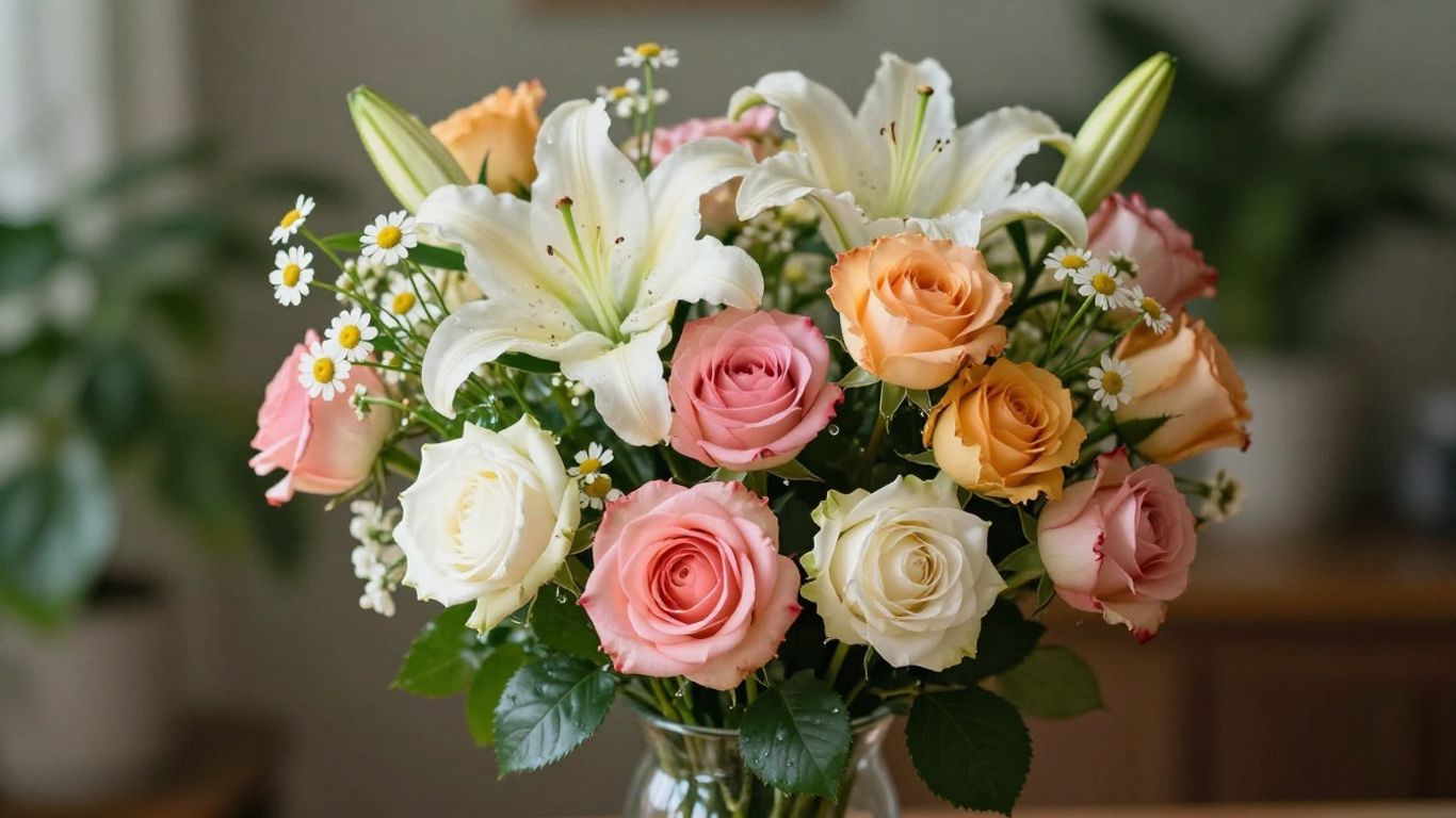 Enchanting birthday flowers in a vase.