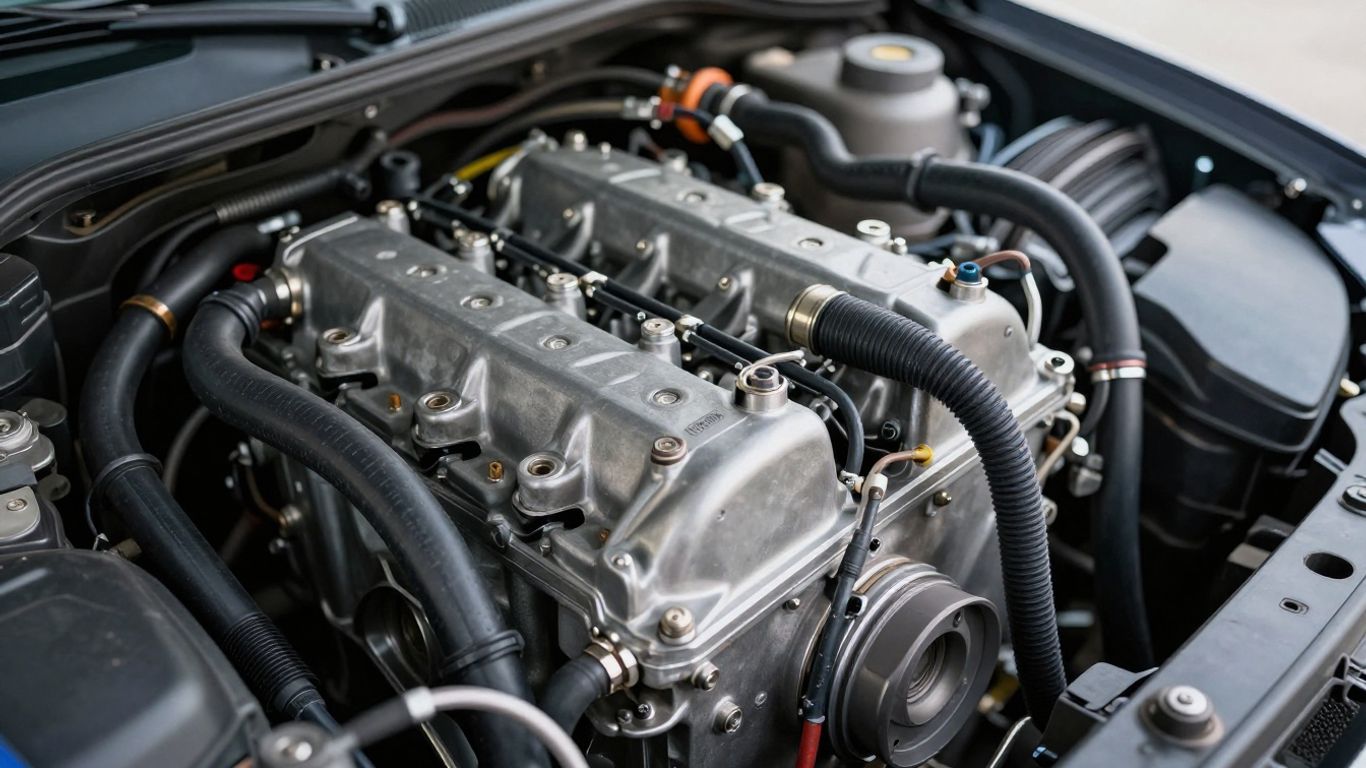 Close-up of a clean, functional car engine.