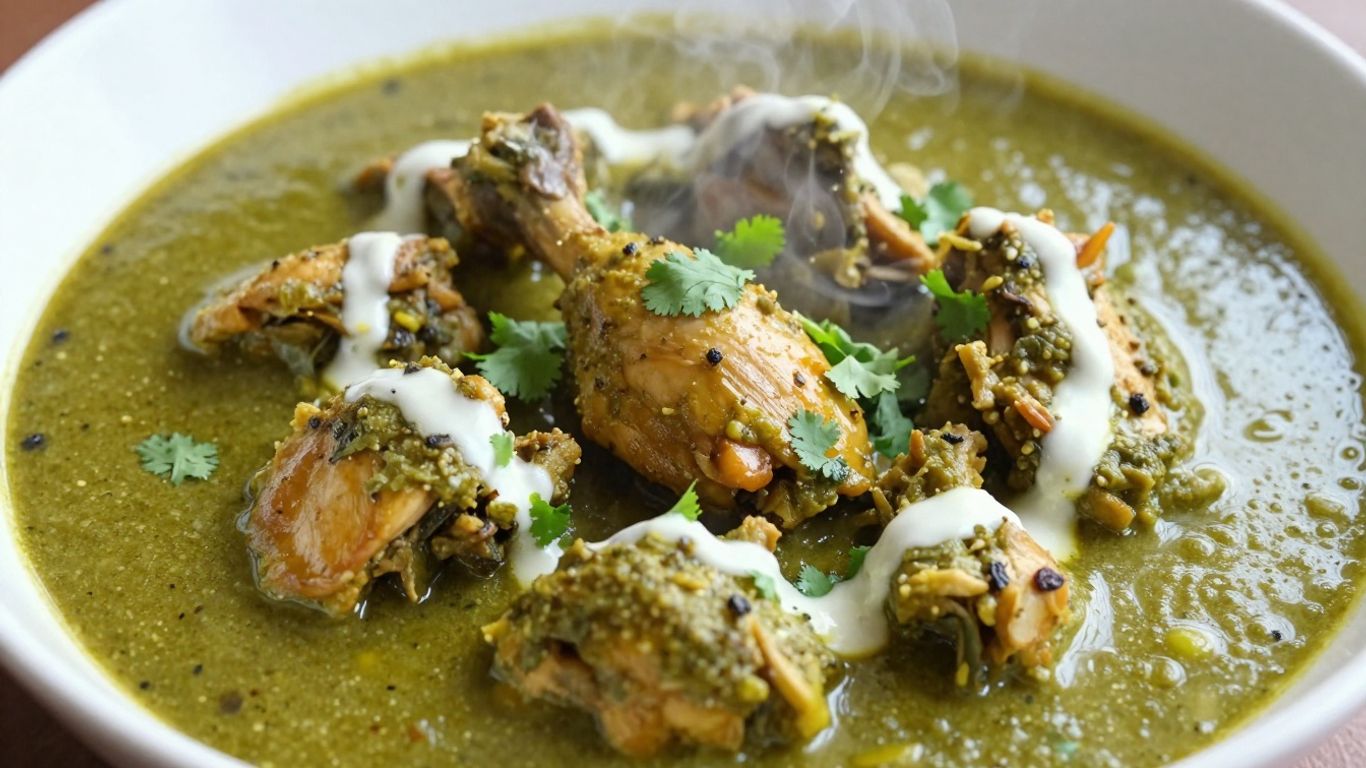 Hariyali chicken curry with green herb gravy