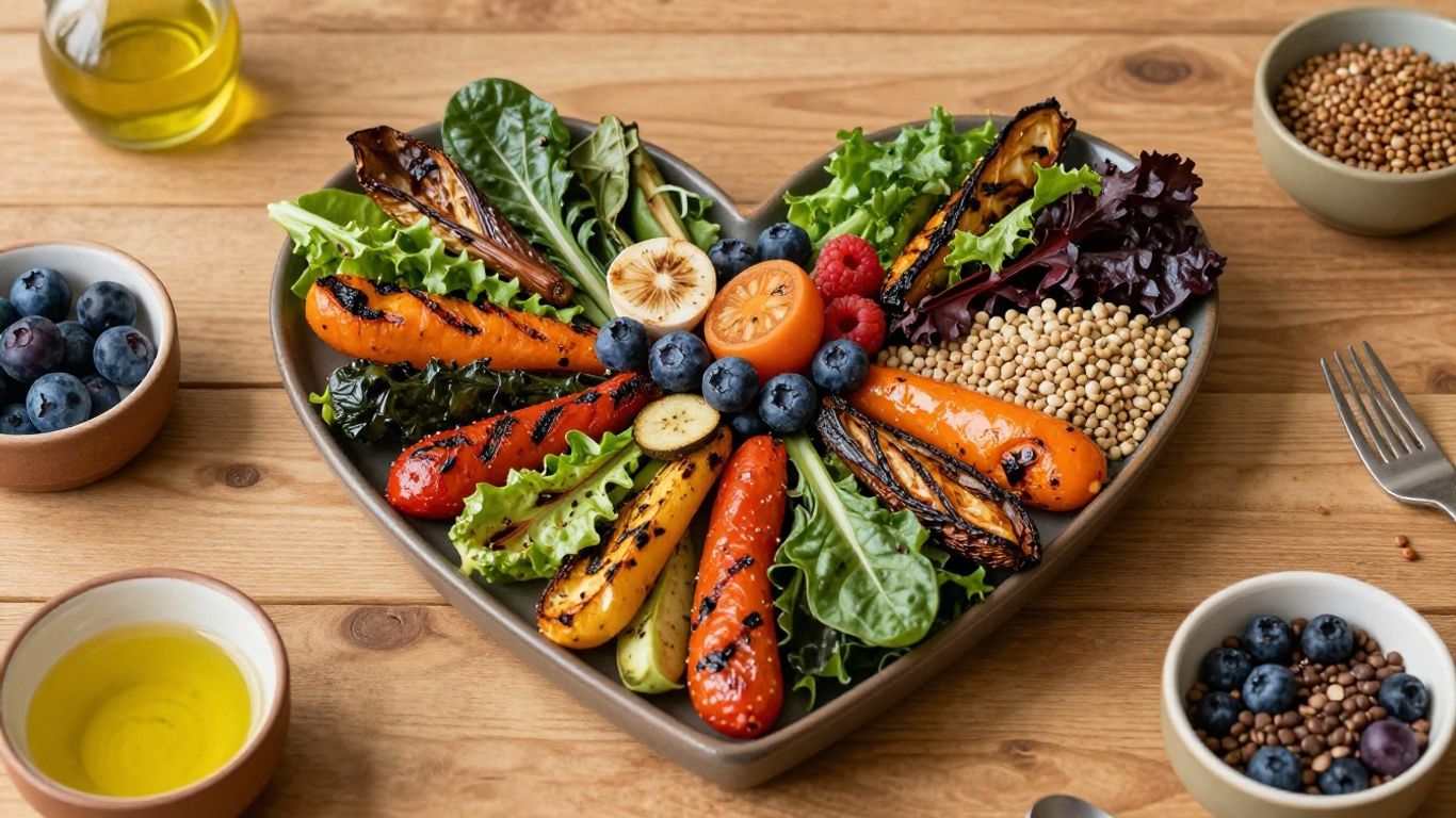 Colorful heart healthy meal with vegetables