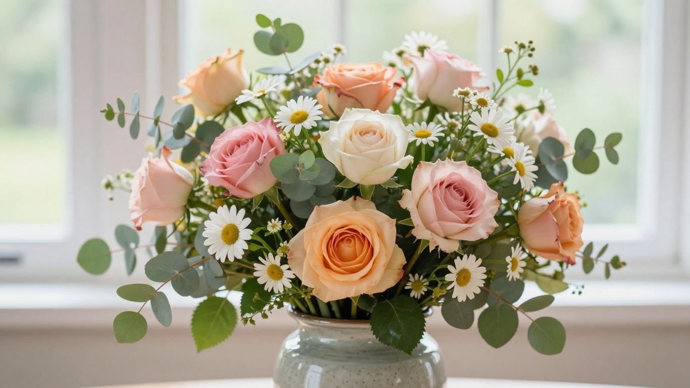 Colorful seasonal bouquet arranged for celebration