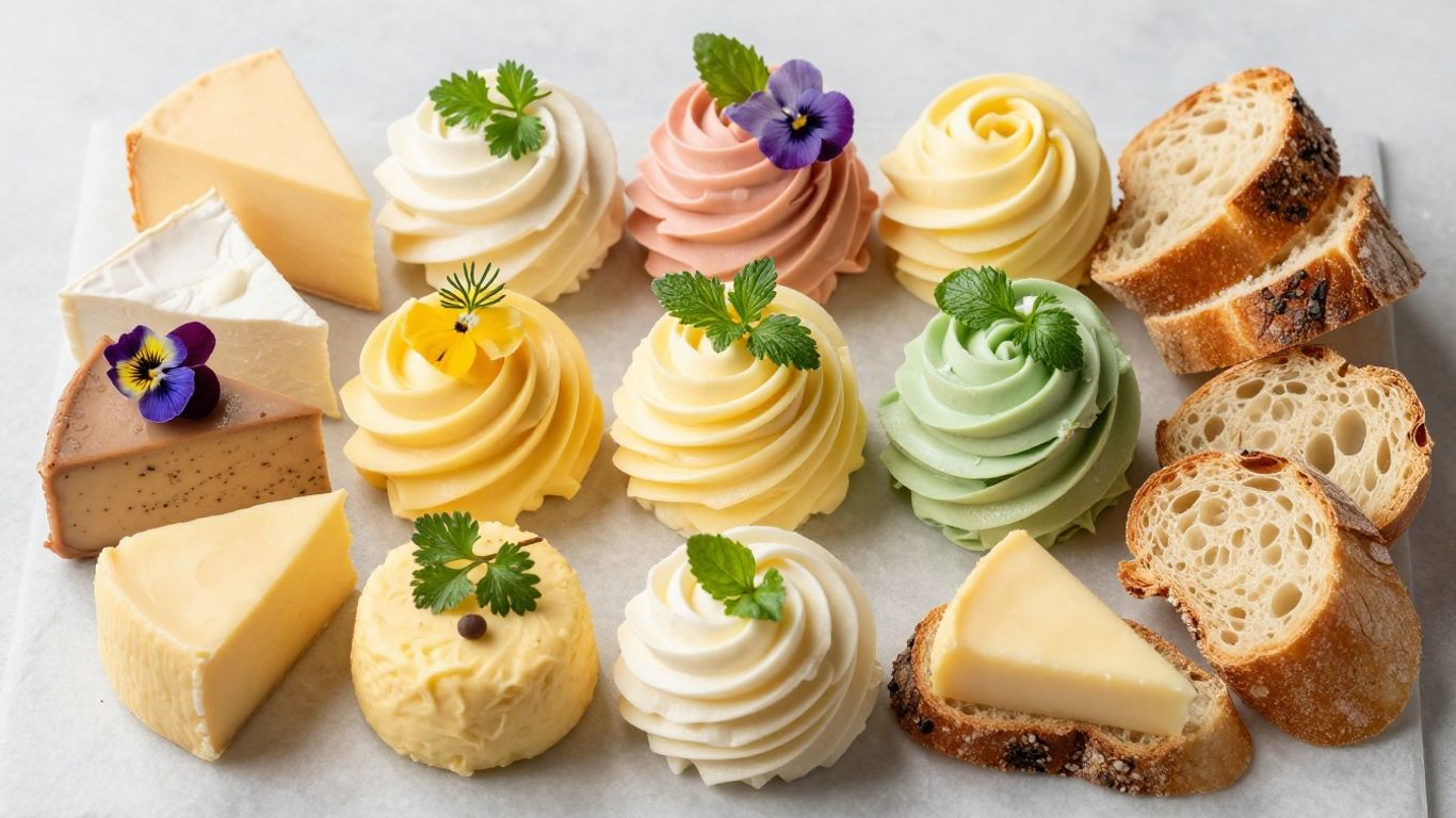 Artisanal butter board with herbs and bread