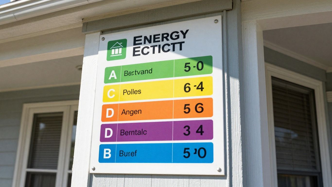 Étiquette de diagnostic de performance énergétique sur une maison.