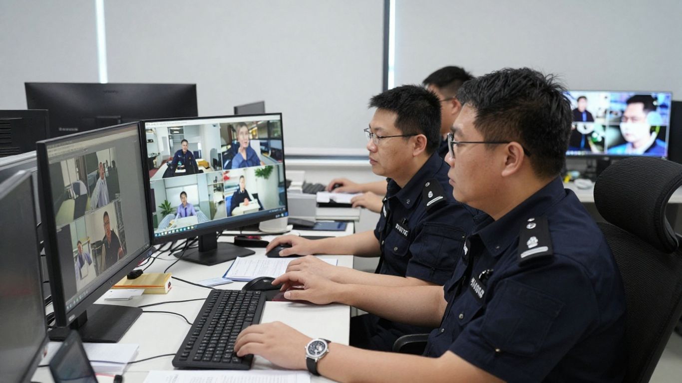 Security team reviewing camera footage together