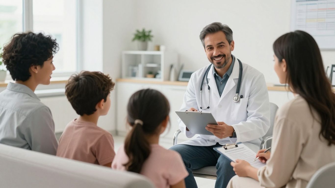 Family consulting a Dubai clinic physician