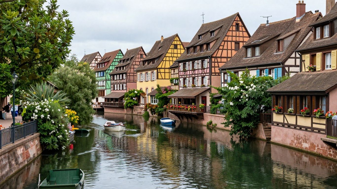 Boats on a canal in Colmar, France.
