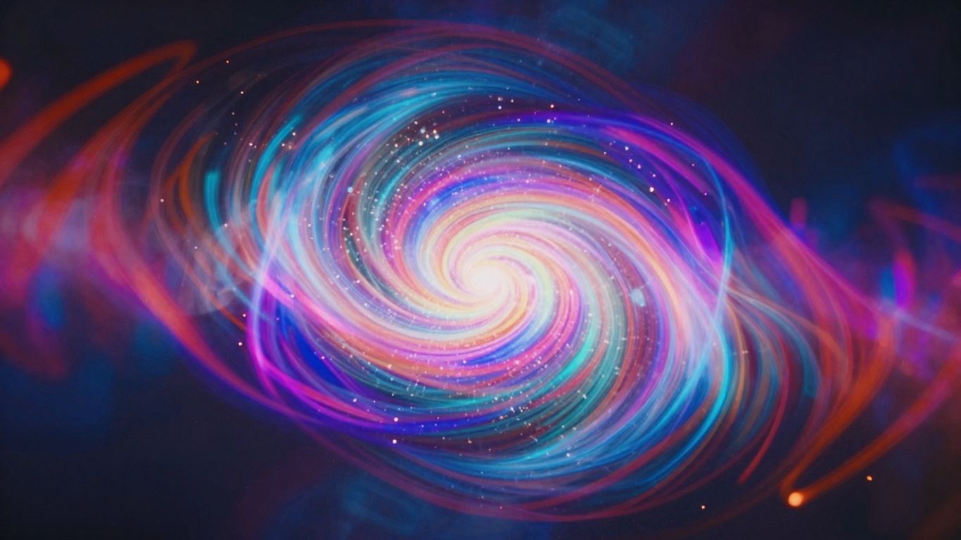 AI music video with abstract colors and light trails.