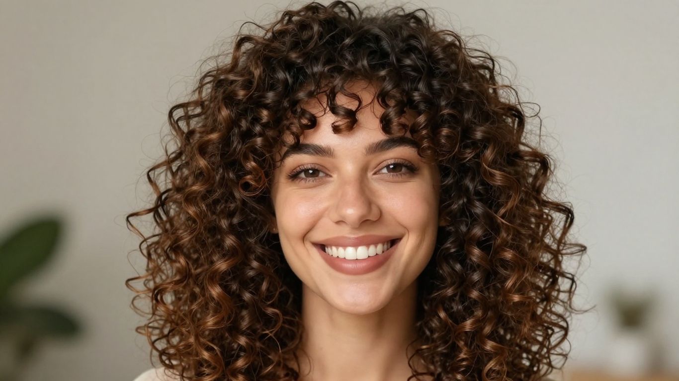 Woman with healthy, defined curly hair