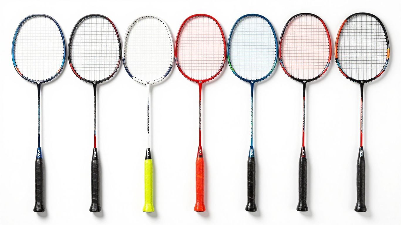 Various Yonex badminton racquets displayed