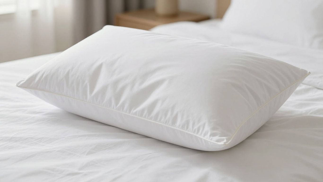 Plush Silk & Snow pillow on a neatly made bed.