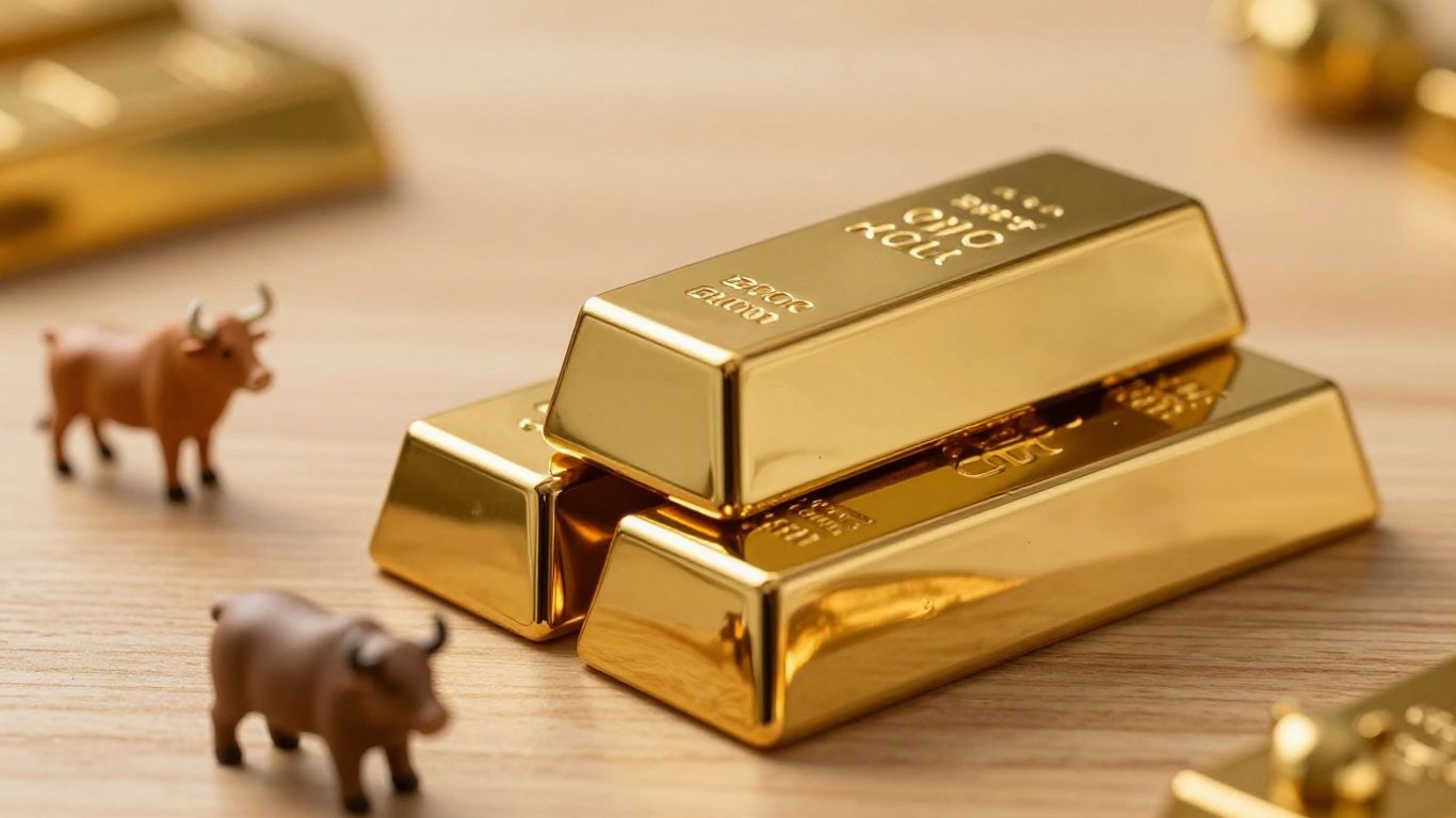 带有牛熊图案的金条，金融主题