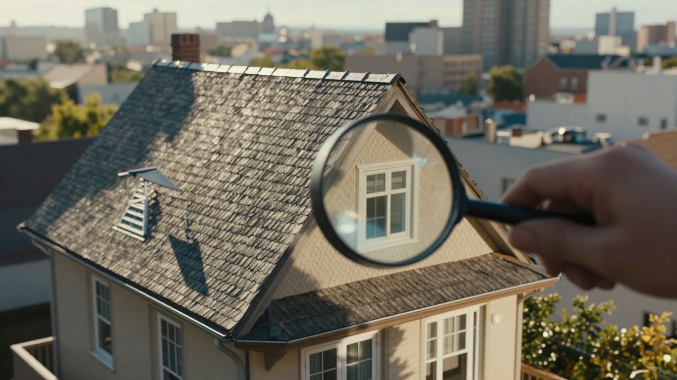 Casa con lupa, detalles de seguro hogar.
