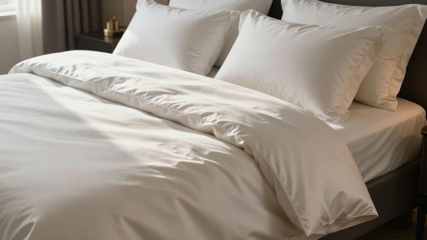 Smooth sateen cotton sheets on a sunlit bed.