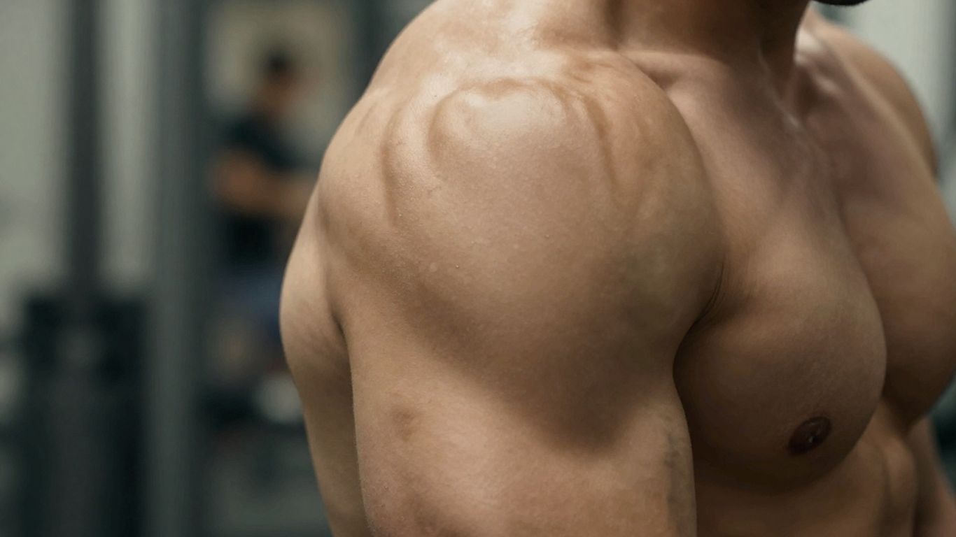 Man's bicep with warm glow