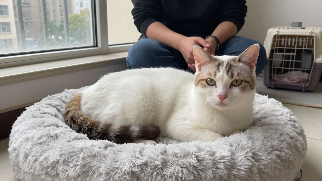 Cat resting in a welcoming shelter space