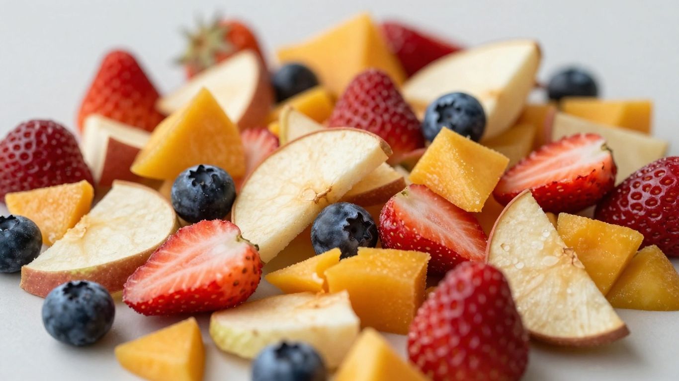 Assortment of colorful freeze-dried fruits