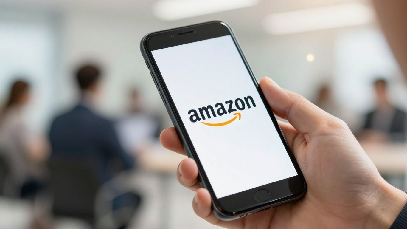 Amazon logo on a smartphone screen