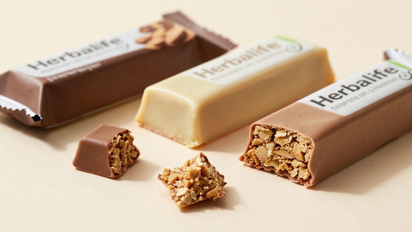 Herbalife protein bars on a clean surface.