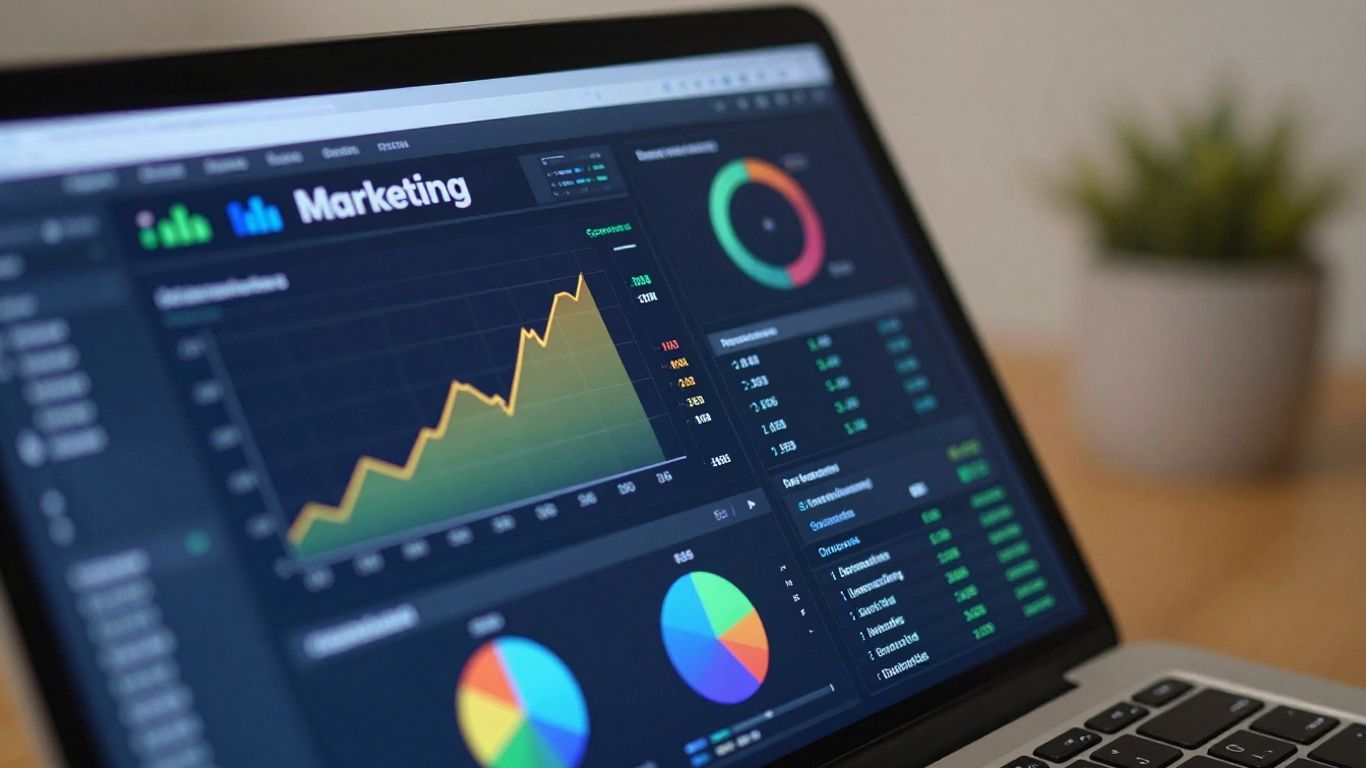 Laptop screen with affiliate marketing analytics