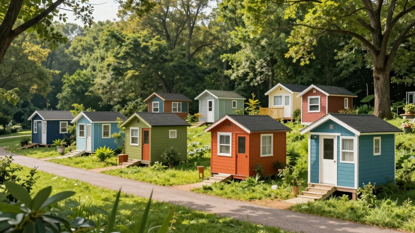 Tiny homes in a green Delaware setting.